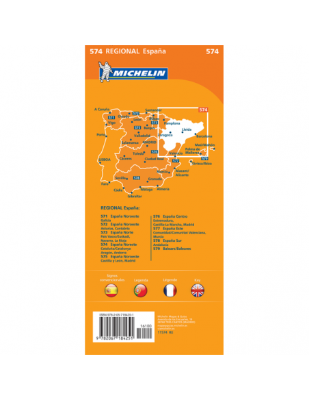 MN 574 Espana Noreste - Aragon - Cataluna -Andorra - Északkelet-Spanyolország térkép