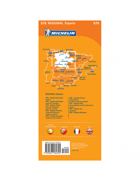MN 575 Espana Noroeste - Castilla y León - Madrid - Északnyugat-Spanyolország térkép