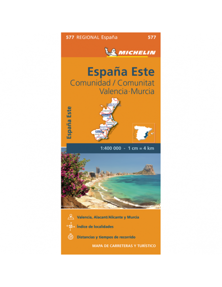 MN 577 Espana Este - Comunidad Valenciana, Murcia - Kelet-Spanyolország térkép - 2024