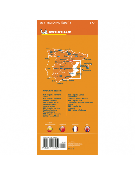 MN 577 Espana Este - Comunidad Valenciana, Murcia - Kelet-Spanyolország térkép - 2024