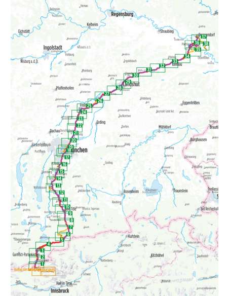 Isar-Radweg von Scharnitz zur Donau - Isar kerékpáros atlasz