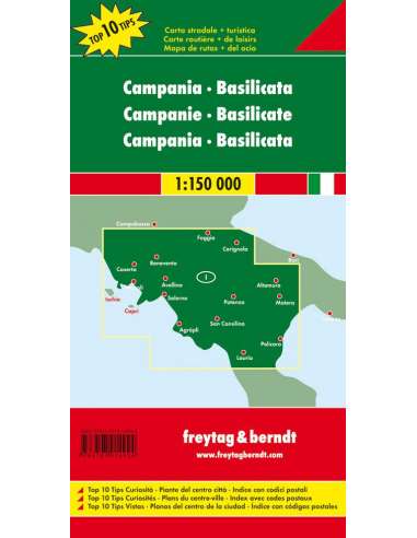 Campania - Basilicata térkép - Dél-Olaszország...