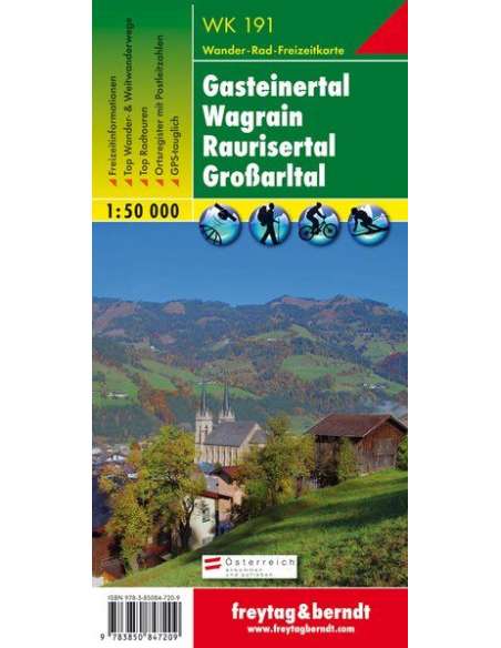 WK 191 Gasteinertal - Wagrain - Raurisertal - Großarltal túratérkép