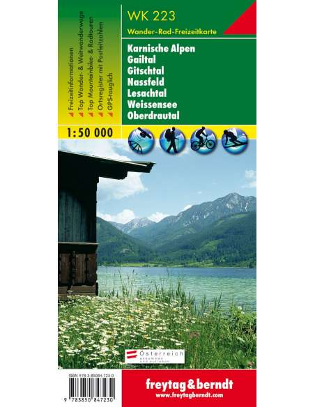 WK 223 Karnische Alpen - Gailtal - Gitschtal - Nassfeld - Lesachtal - Weissensee - Oberdrautal túratérkép