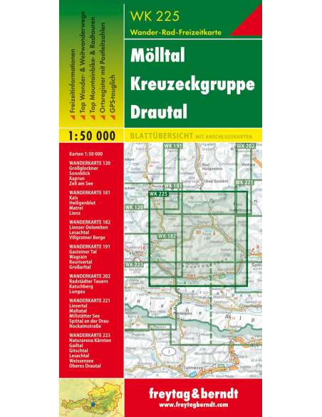 WK 225 Mölltal - Kreuzeckgruppe - Drautal túratérkép
