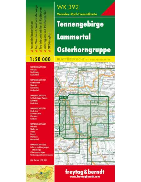 WK 392 Tennengebirge - Lammertal - Osterhorngruppe túratérkép