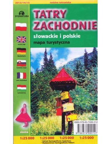 Tatry Zachodnie slowackie i polskie túratérkép