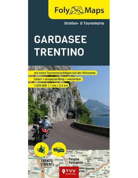 Gardasee - Trentino - Garda-tó motoros térkép - laminált  - Biker Betten