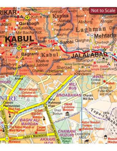 Afganisztán-Kabul és 5 város térkép