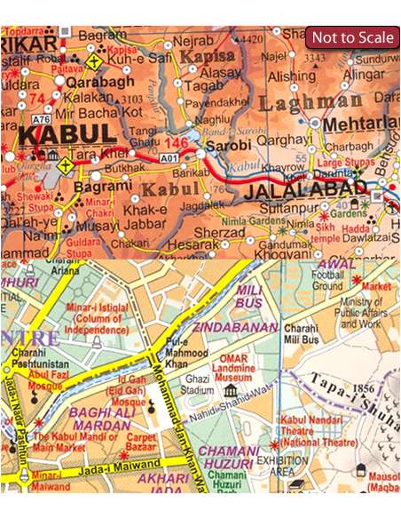 Afganisztán-Kabul és 5 város térkép