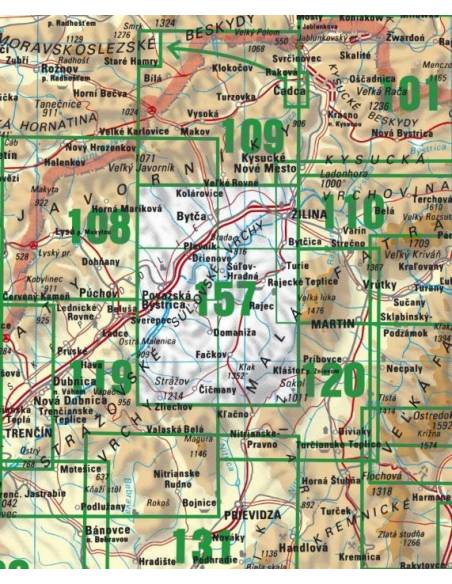 TM 157 Szulyó-Manini-hegycsoport turistatérkép - Súl'ovské vrchy