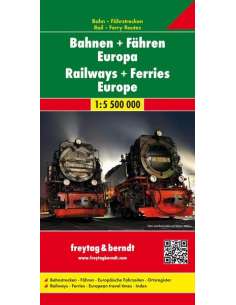 Railways + Ferries Europe - Európa vasúti és komp térképe