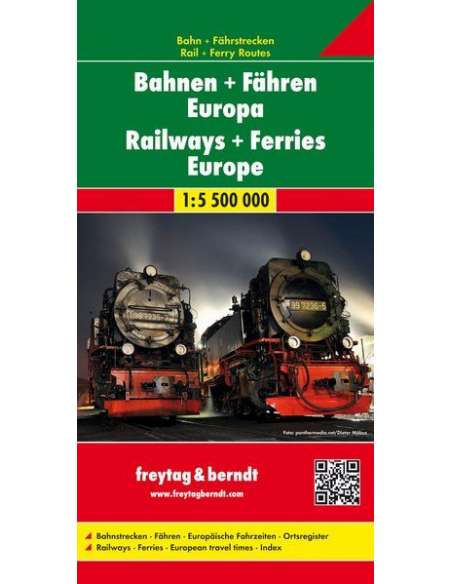 Railways + Ferries Europe - Európa vasúti és komp térképe
