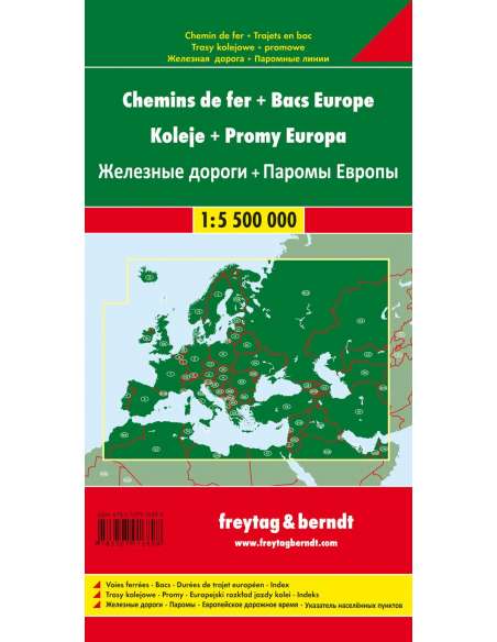 Railways + Ferries Europe - Európa vasúti és komp térképe