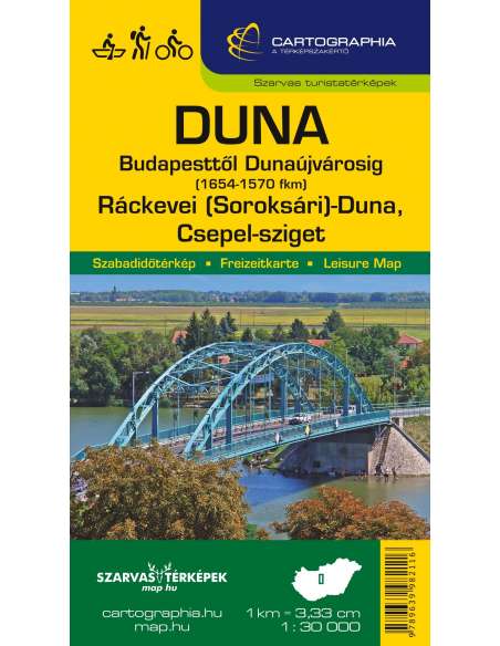 Duna - Budapesttől Dunaújvárosig (1654-1570 fkm) - Ráckevei (Soroksári)-Duna - Csepel-sziget szabadidőtérkép