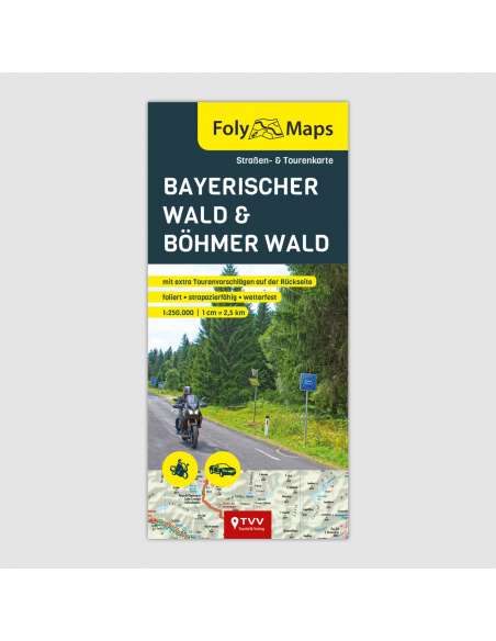 Bayerischer Wald & Böhmerwald - Bajor-erdő - Cseh-erdő motoros térkép - laminált  - Biker Betten