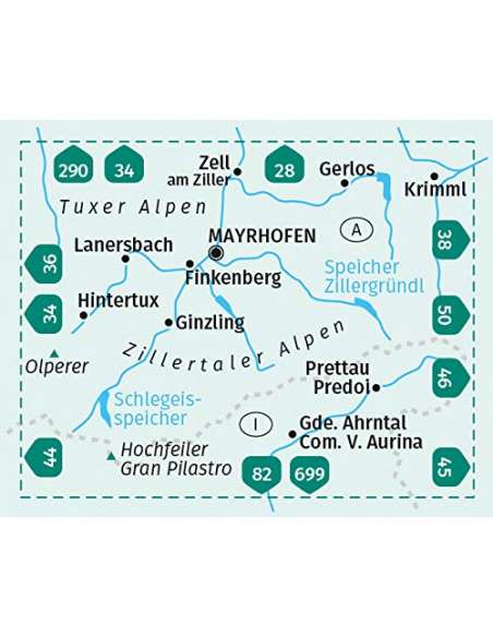 KK 37 Zillertaler Alpen - Tuxer Alpen turistatérkép - 2022