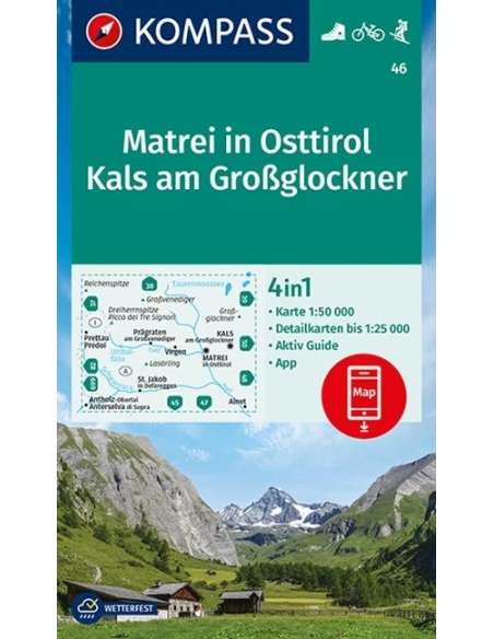 KK 46 Matrei in Osttirol - Kals am Großglockner turistatérkép - matt laminált