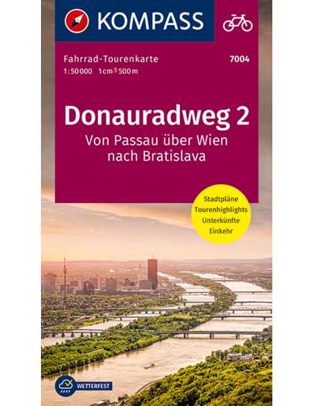 KK 7004 Donauradweg 2, Von Passau über Wien nach Bratislava - Duna 2. kerékpáros térkép