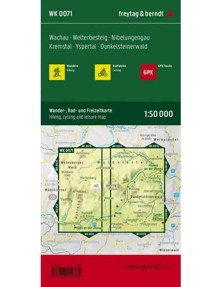 WK 0071 Wachau – Welterbesteig – Niebelungengau – Kremstal – Yspertal – Dunkelsteinerwald túratérkép