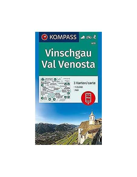 KK 670 Vinschgau - Val Venosta 3 db-os túra-, kerékpáros- és sítérkép