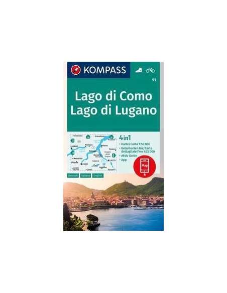 KK 91 Lago di Como - Lago di Lugano túra- és kerékpáros térkép