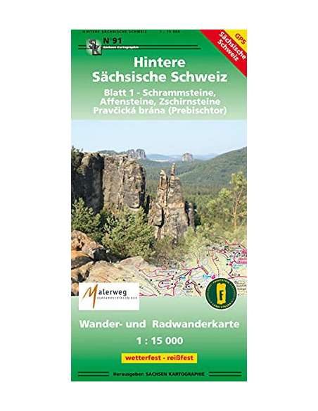 SK91 Hintere Sächsische Schweiz Blatt 01. Schrammsteine, Affensteine, Zschirnsteine turistatérkép
