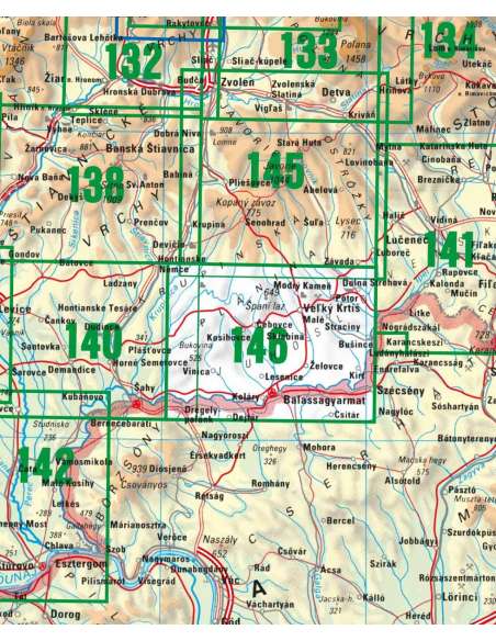 TM 146 Korponai-fennsík - Nagykürtös turistatérkép - Krupinská planina - Veľký Krtíš