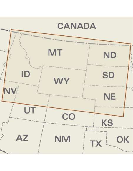 RKH USA 2 - Nord: Idaho, Montana, Wyoming, North Dakota, South Dakota, Nebraska - USA észak térkép - 2023