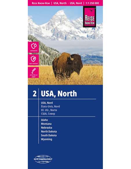 RKH USA 2 - Nord: Idaho, Montana, Wyoming, North Dakota, South Dakota, Nebraska - USA észak térkép - 2023