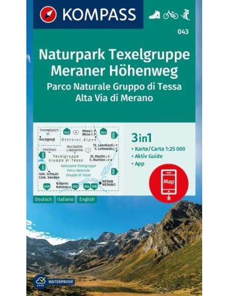 KK 043 Naturpark Texelgruppe - Meraner Höhenweg turistatérkép - matt laminált