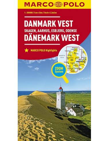 Dänemark West – Dánia nyugat ZOOM autótérkép - Skagen, Aarhus, Esbjerg, Odense - MARCO POLO