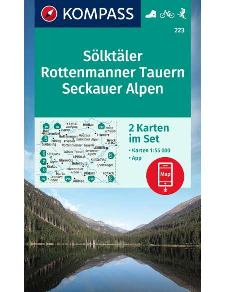 KK 223 Sölktäler - Rottenmanner Tauern - Seckauer Alpen túra- kerékpáros és sítérkép
