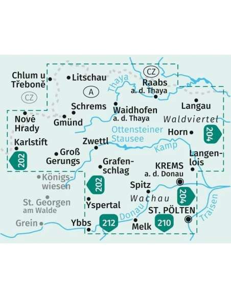 KK 203 Waldviertel - Kamptal - Wachau 2 részes turistatérkép - 2023