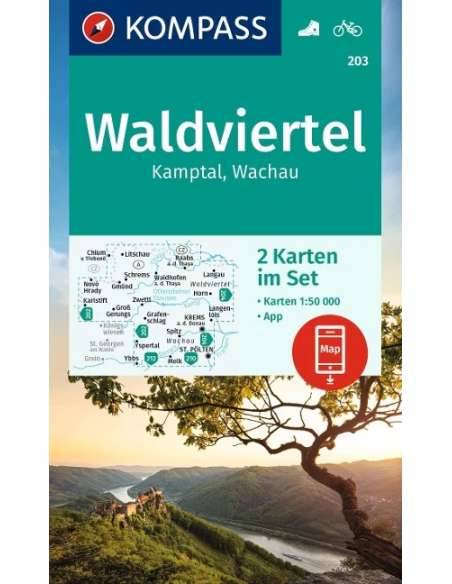 KK 203 Waldviertel - Kamptal - Wachau 2 részes turistatérkép - 2023
