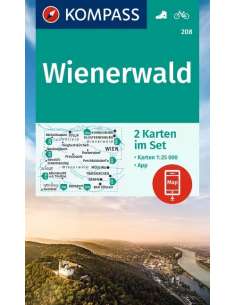 KK 208 Wienerwald - Bécsi erdő túra- és kerékpáros térkép...