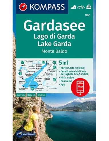 KK 102 Gardasee, Lago di Garda, Lake Garda, Monte Baldo túra-, vizi  és kerékpáros térkép