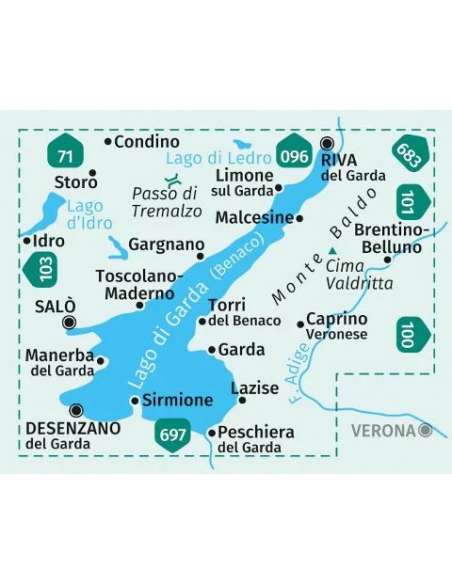 KK 102 Gardasee, Monte Baldo túra-, vizi-  és kerékpáros térkép