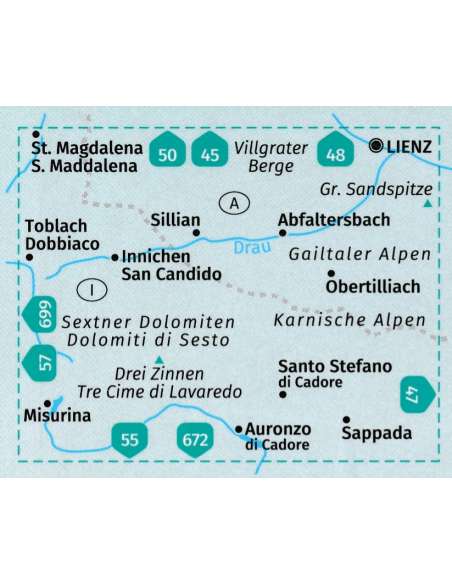 KK 58 Sextener Dolomiten - Toblach - Innichen - Lienz - Dolomit di Sesto - Dobbiaco - San Candido - Lienz turistatérkép