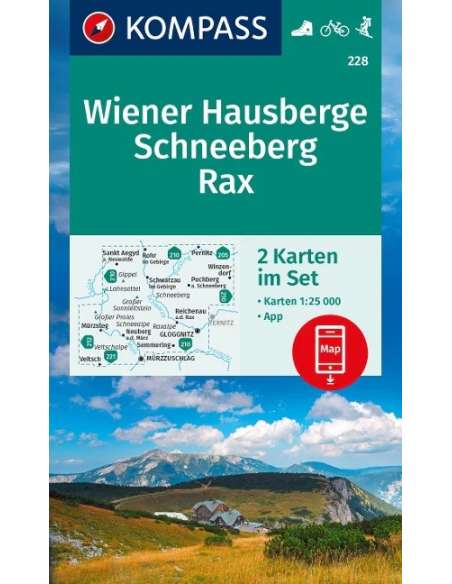 KK 228 Wiener Hausberge - Schneeberg -  Rax -  2 részes turistatérkép