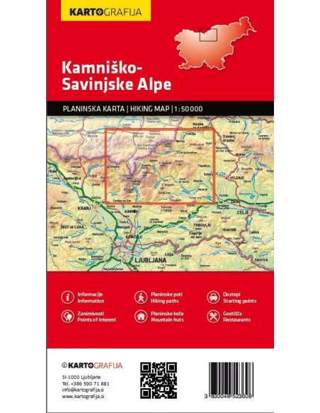 Kamnisko - Savinjske Alpe - Kamniki-Alpok - Steiner-Alpok turistatérkép