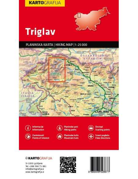 Triglav - Mount Triglav turista és mászó (sziklamászó is) térkép 1:25.000