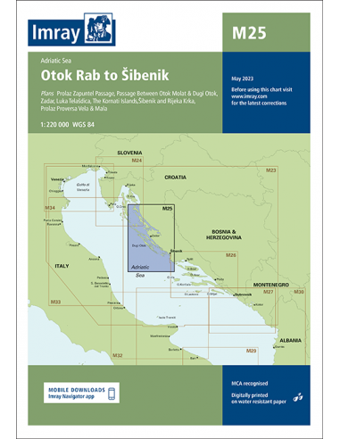 M25 Otok Rab to Sibenik hajózási térképe