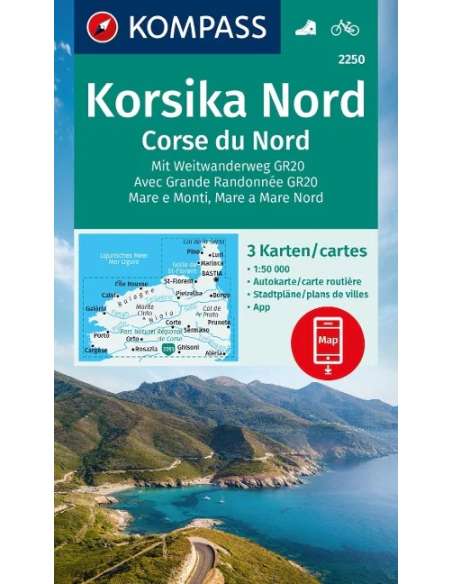 KK 2250 Korsika Nord - Corse du Nord - Weitwanderweg GR20 - Észak-Korzika 3 db-os túra- és kerékpáros térkép