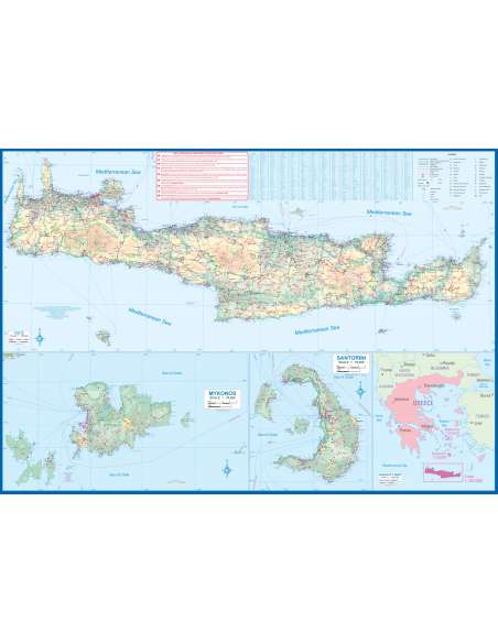 Crete - Mykonos and Santorini - Kréta - Mikonosz - Szantorini térkép