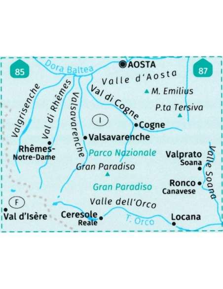 KK 86 Gran Paradiso PN -  Valle d' Aosta - Valle dell'Orco turistatérkép - matt laminált