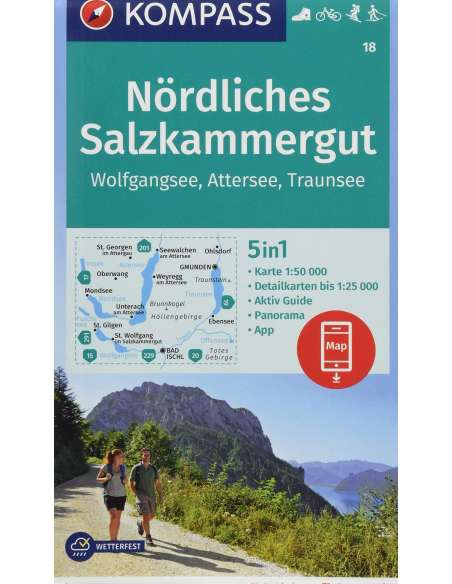 KK 18 Nördliches Salzkammergut túra-, kerékpáros és sítérkép laminált