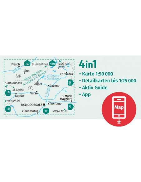 KK 89 Alpe Veglia e Alpe Devero - Valle Antigorio - Val Formazza - Val Diverdro - Domodossola turistatérkép