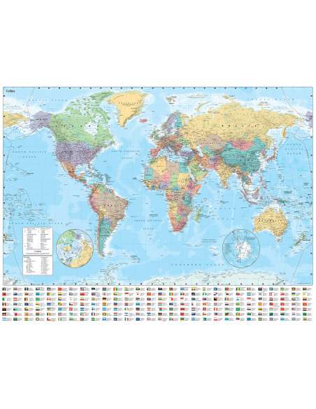 Collins World Wall Map laminated - Világ politikai falitérkép - laminált 95x70 cm