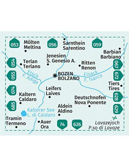 KK 154 Bozen und Umgebung - Bolzano túra-, sí- és kerékpáros térkép
